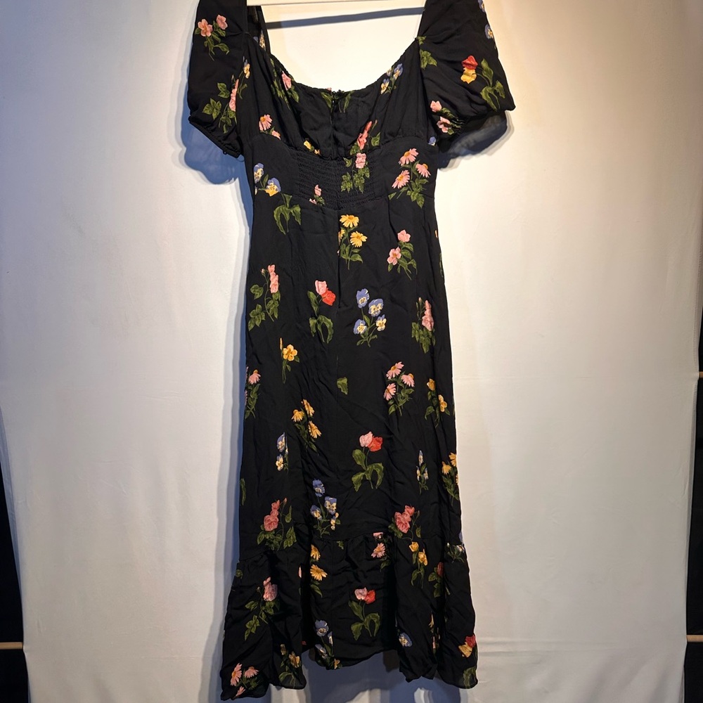 Reformation Black Floral Puff-Sleeve Maxi Dress - Picture 7 of 7